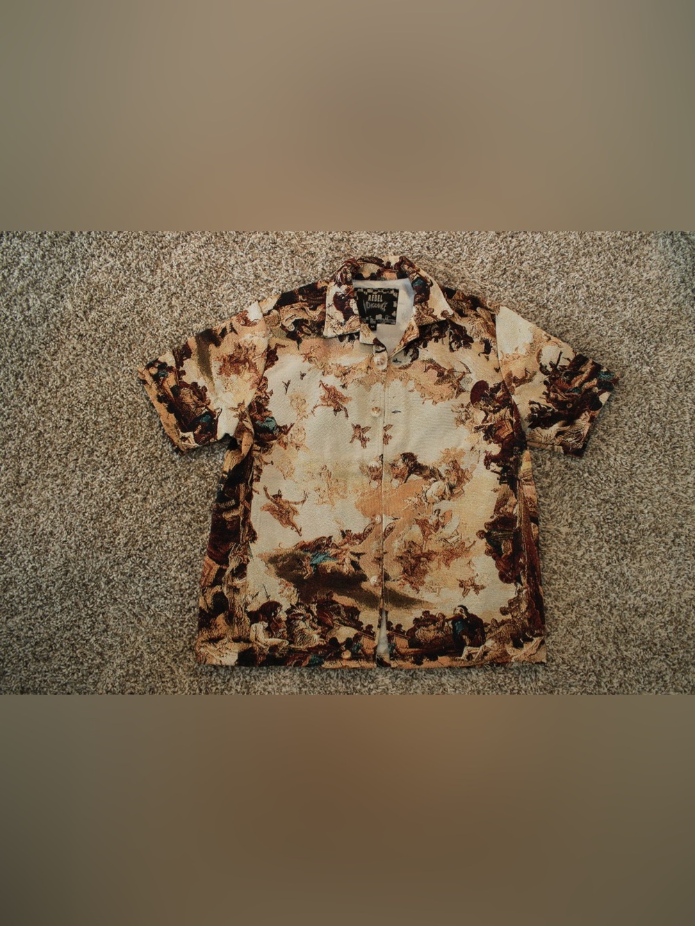 Rebel Vengeance Renaissance Art All-Over Print Button-Up Shirt